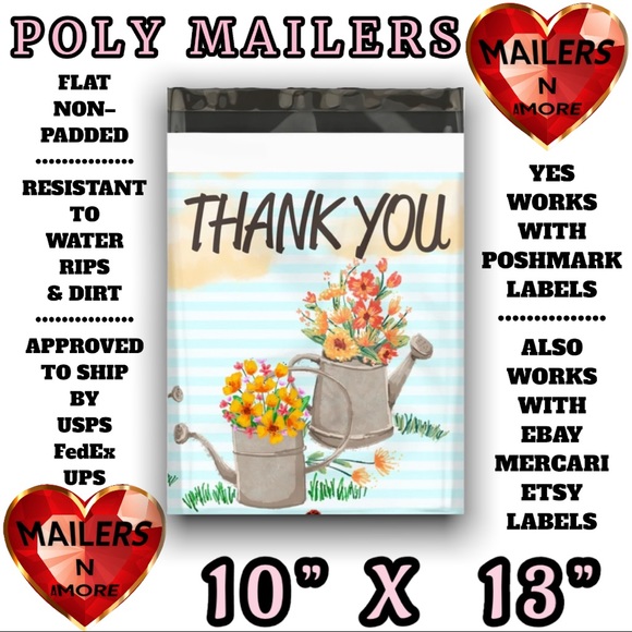 MAILERSNAMORE Other - ( Quantity 50 10x13 ) Watering Can Flowers Poly Mailers Bag Shipping Envelopes